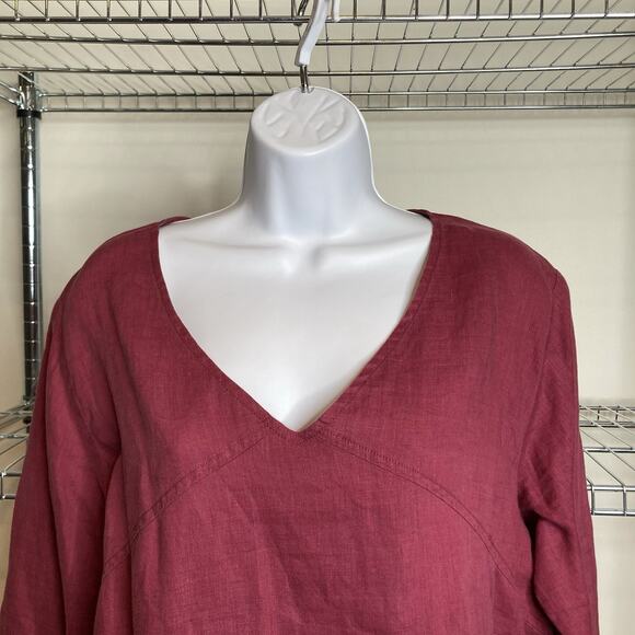 Pou Nou Women's Raspberry Linen Tunic Top Size 6 Lagenlook Scandi Coastal Bright - Picture 7 of 10
